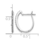 14k White Gold Diamond 1.3mm Hinged Hoop Earrings - Image 4