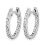 14k White Gold In/Out Diamond Hinged Hoop Earrings - Image 2