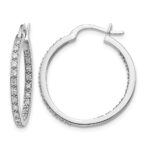 14k White Gold Diamond In/Out Hoop Earrings