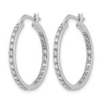 14k White Gold Diamond In/Out Hoop Earrings - Image 2