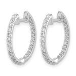 14k White Gold Diamond In/Out Hinged Hoop Earrings - Image 2
