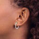 14k White Gold Diamond In/Out Hinged Hoop Earrings - Image 3