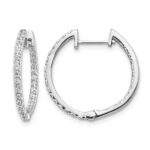 14k White Gold Diamond In/Out Hinged Hoop Earrings