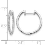 14k White Gold Diamond In/Out Hinged Hoop Earrings - Image 4