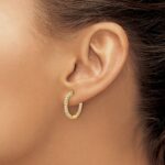 14k Gold Polished Diamond In/Out Hinged Hoop Earrings - Image 3