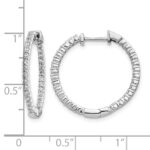 10k White Gold Polished Diamond In/Out Hinged Hoop Earrings - Image 4