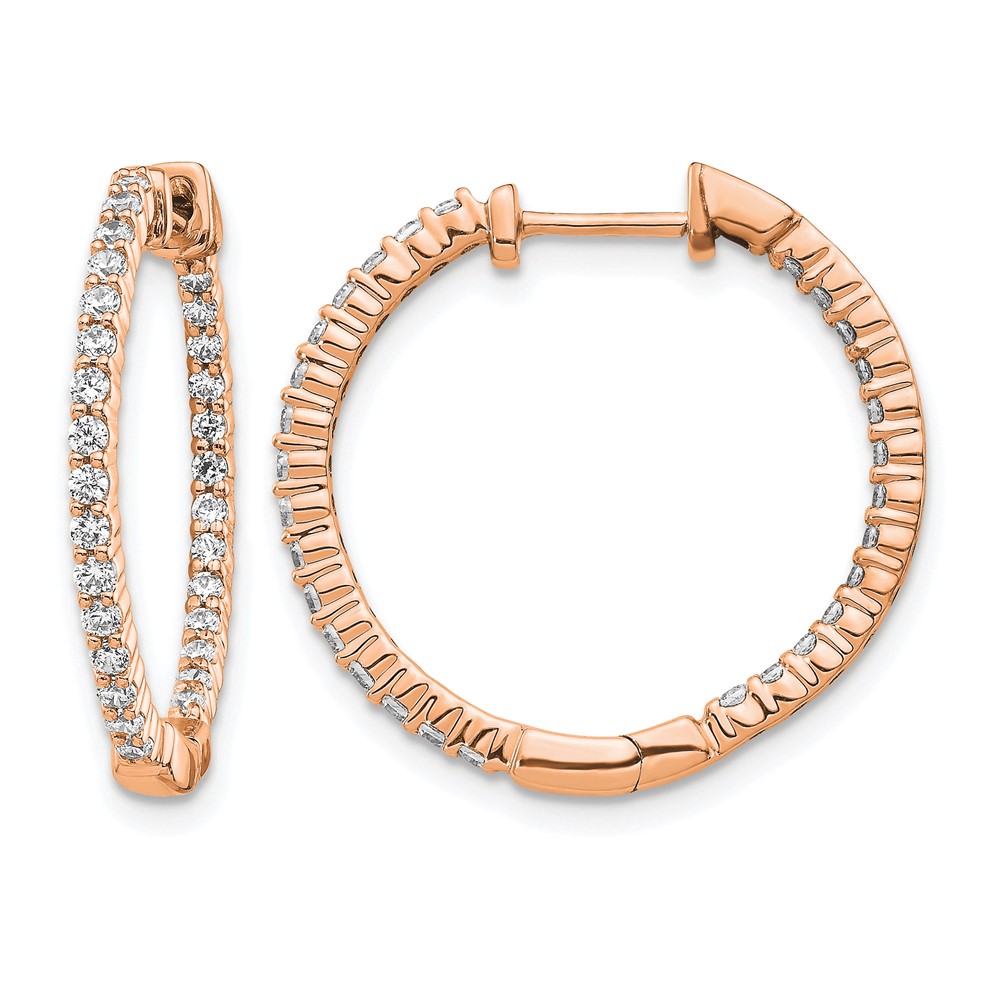 EM5431-062-RA.jpg 14k Rose Gold Polished Diamond In/Out Hinged Hoop Earrings - Image 1