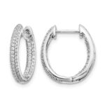 10k White Gold Diamond In/Out Hinged Hoop Earrings