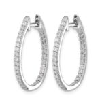 14k White Gold In/Out Diamond Hinged Hoop Earrings - Image 2