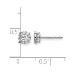 14k White Gold 1/3 carat Diamond Halo Cluster Post Earrings - Image 4