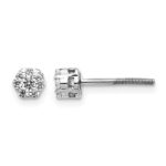 14k White Gold 1/3 carat Diamond Cluster Screwback Post Earrings