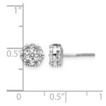 14k White Gold 1.1 carat Diamond Cluster Screwback Post Earrings - Image 4