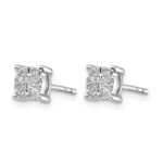 14k White Gold 1/6 carat Diamond Cluster Post Earrings - Image 2