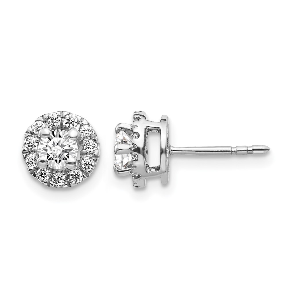 EM5460-062-WA.jpg 14k White Gold 5/8 carat Diamond Halo Cluster Post Earrings - Image 1