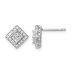 14k White Gold 1/4 carat Diamond Square Cluster Post Earrings