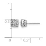 14k White Gold 1/4 carat Diamond Square Halo Post Earrings - Image 4