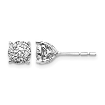 14k White Gold 1/2 carat Diamond Cluster Post Earrings