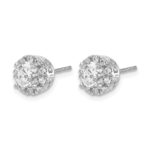 14k White Gold 1 carat Lab Grown Diamond VS/SI+ G+ Complete Halo Post Earrings - Image 2