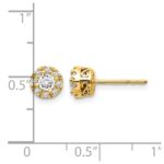 14k 1/10 carat Diamond (Holds 2-3.8mm Stones) Semi-mount Halo Stud Earrings - Image 4