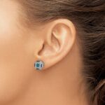14k White Gold Fancy 1/4 carat White and Blue Diamond Octagon Post Earrings - Image 3