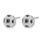 14k White Gold Fancy 1/4 carat White and Black Diamond Octagon Post Earrings - Image 2