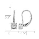 14k White Gold 1/10 carat Diamond Cluster Leverback Earrings - Image 4