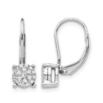 14k White Gold 1/6 carat Diamond Cluster Leverback Earrings