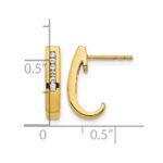 14k 1/10 carat Diamond Channel J-Hoop Post Earrings - Image 4