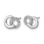 14k White Gold Diamond Circles Post Earrings - Image 2
