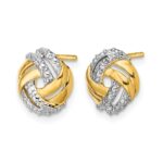 14k and White Rhodium Accents Diamond Love Knot Post Earrings - Image 2