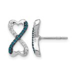 14k White Gold Blue and White Diamond Infinity Heart Post Earrings