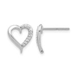 14k White Gold Diamond Heart Earrings