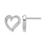 14k White Gold Diamond Heart Earrings