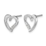 14k White Gold Diamond Heart Earrings - Image 2