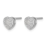 14k White Gold Diamond Heart Screw Back Post Earrings - Image 2