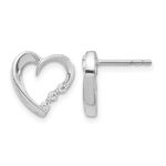 14k White Gold Diamond Heart Post Earrings