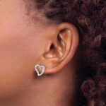 14k White Gold Diamond Heart Post Earrings - Image 3