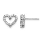 14k White Gold Diamond Heart Earrings