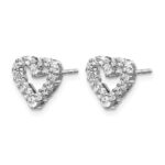 10k White Gold 1/2 carat Lab Grown Diamond VS/SI+ G+ Complete Heart Post Earrings - Image 2