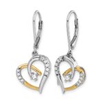 14k Two Tone 1/5 carat Lab Grown Diamond VS/SI+ G+ Complete Dangle Heart Leverback Earrings - Image 2