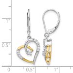 14k Two Tone 1/5 carat Lab Grown Diamond VS/SI+ G+ Complete Dangle Heart Leverback Earrings - Image 4