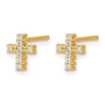 10k Gold Polished Diamond Cross Post Earrings - Image 2