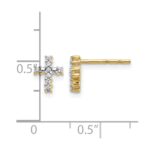 14k Gold Polished Diamond Cross Post Earrings - Image 4
