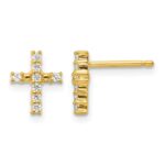 14k Gold Polished Diamond Cross Post Earrings