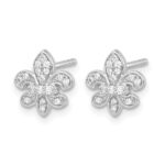 14k White Gold Diamond Fleur de Lis Post Earrings - Image 2
