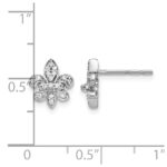 14k White Gold Diamond Fleur de Lis Post Earrings - Image 4