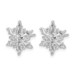 14k White Gold Diamond Snowflake Earrings - Image 2