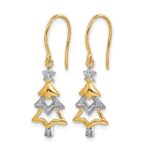 14k and Rhodium Diamond Christmas Tree Dangle Earrings - Image 2