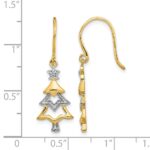14k and Rhodium Diamond Christmas Tree Dangle Earrings - Image 4