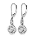 14k White Gold 1/2 carat Diamond Square Cluster Leverback Earrings - Image 2
